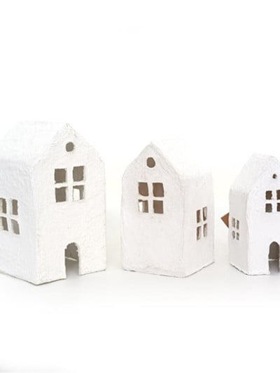 cotton mache huisjes wit set van 2 cotton mache huisjes wit set van 2