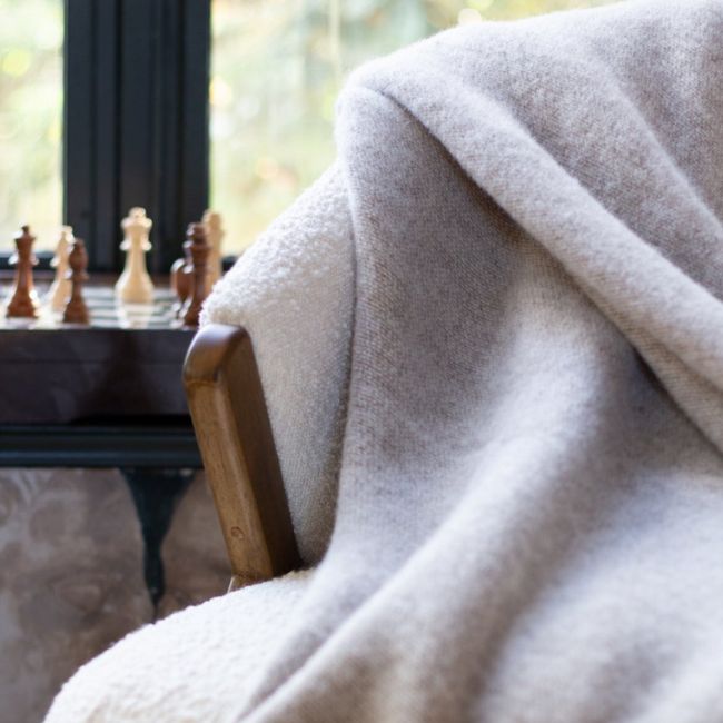 wollen plaid luxe dubbelzijdig deken 100% nieuw zeelands wol kleur cappuccino
