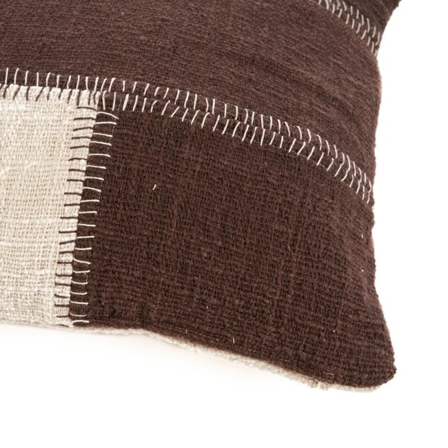 the cocoa patchwork cushion cover natural brown the cocoa patchwork cushion cover natural brown