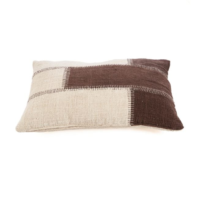 the cocoa patchwork cushion cover natural brown the cocoa patchwork cushion cover natural brown