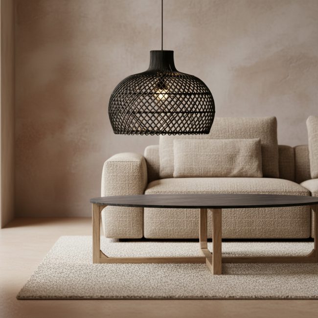 maze rotan hanglamp zwart Ø 42x36 cm