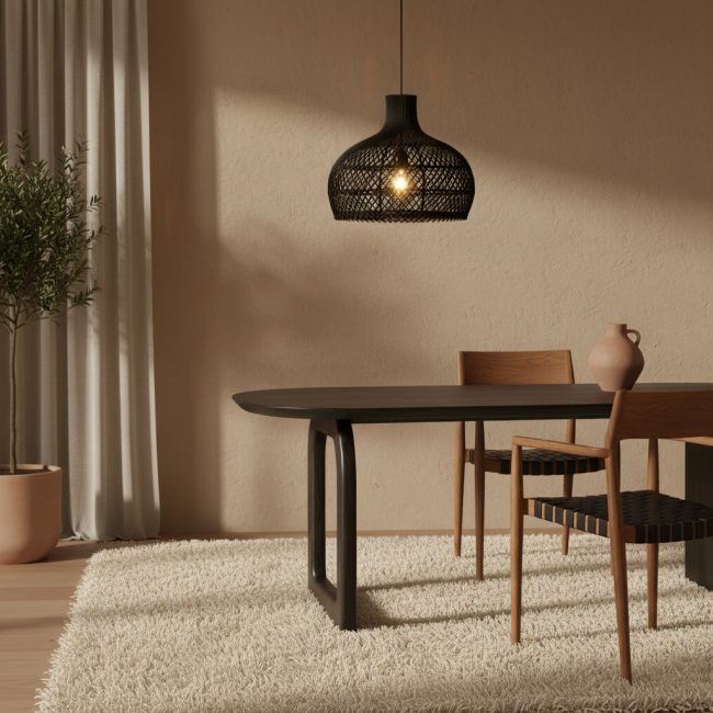 maze rotan hanglamp zwart Ø 42x36 cm