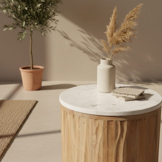 malakka marmeren bijzettafel wit