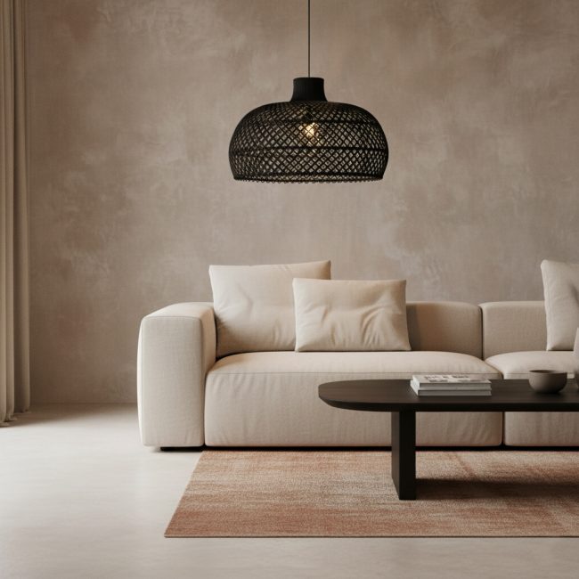 maze rotan hanglamp zwart Ø 57x36 cm
