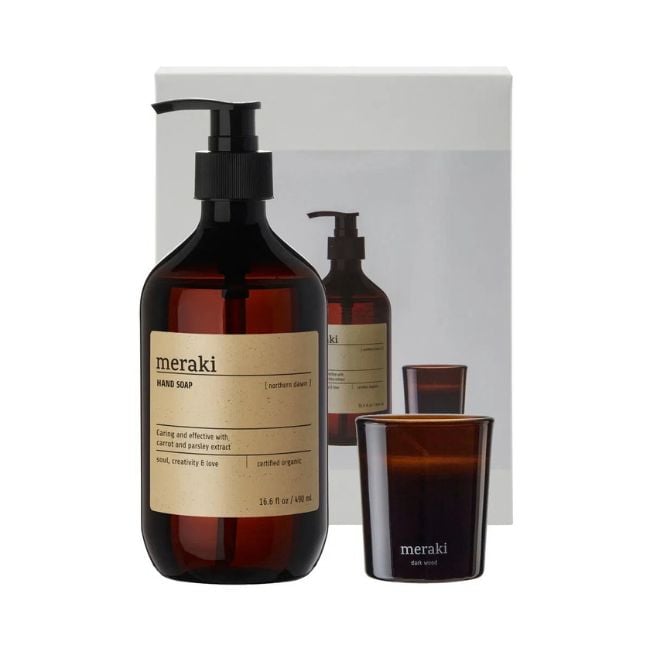giftbox cadeaubox meraki moments northern dawn handzeep hand soap dark woord kaars