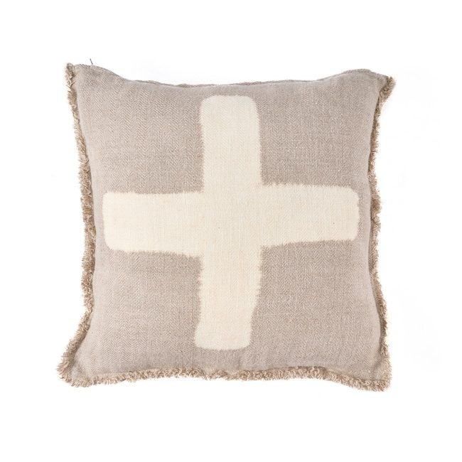 the ivory cross cushion cover natural white 50x50