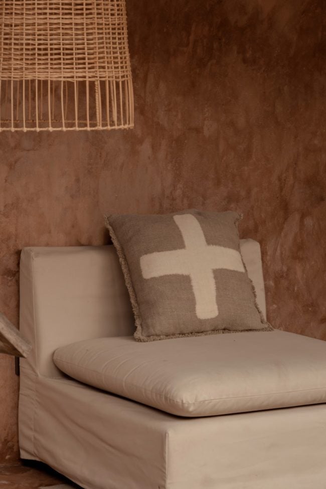 the ivory cross cushion cover natural white 50x50