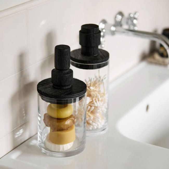 voorraadpot salvie glas hout zwart nordal small large