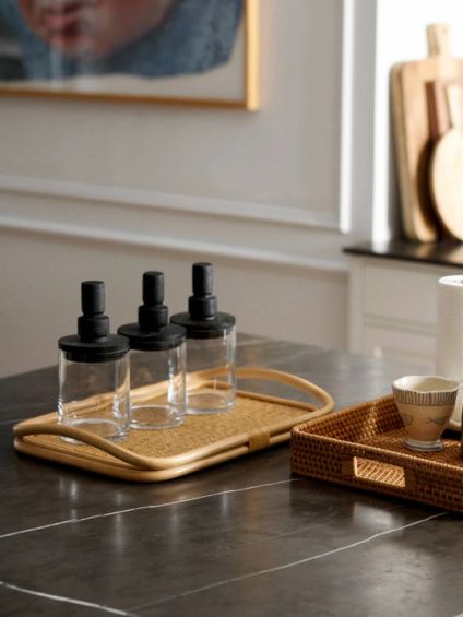 voorraadpot salvie glas hout zwart nordal small