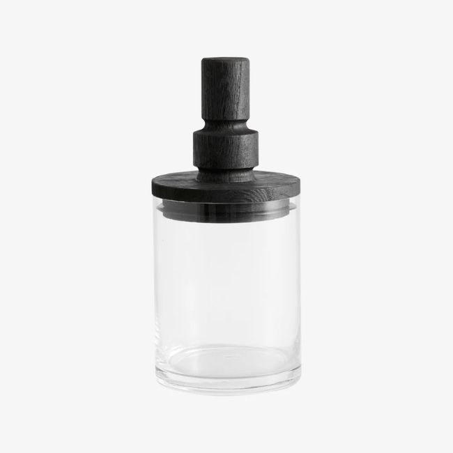 voorraadpot salvie glas hout zwart small nordal