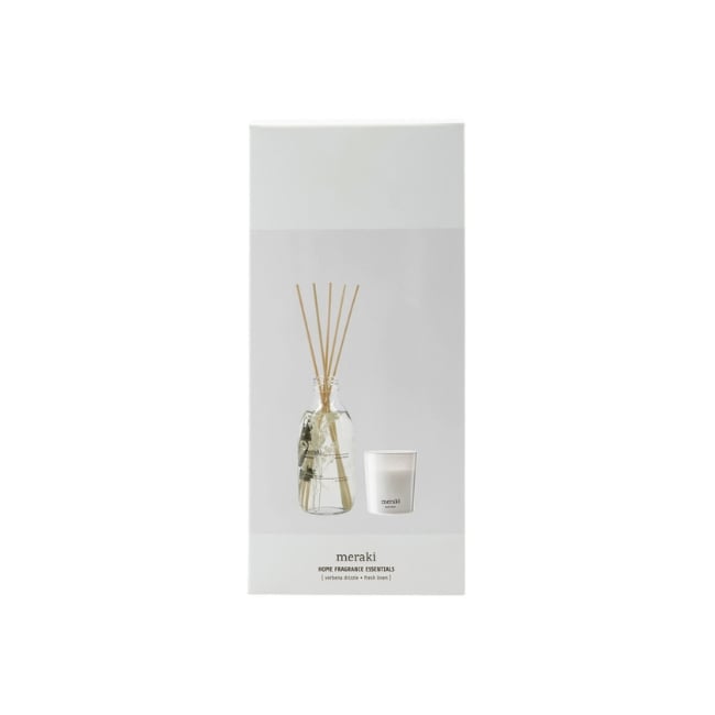 meraki gift box cadeauset verbena drizzle diffuser geurstokjes fresh linen geurkaars