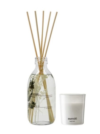 meraki gift box verbena drizzle diffuser geurstokjes fresh linen geurkaars cadeauset meraki gift box verbena drizzle diffuser geurstokjes fresh linen geurkaars cadeauset