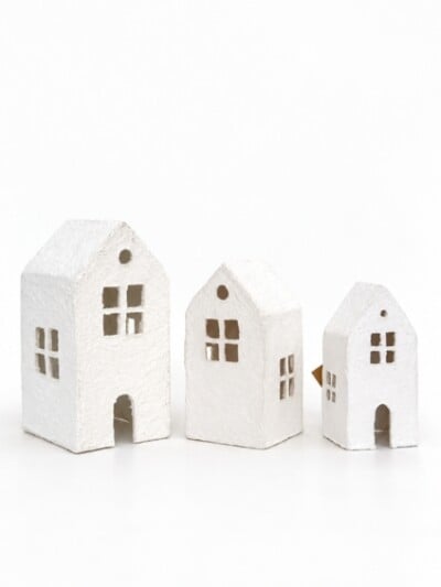 cotton mache kersthuizen xl met gouden dak kersthuis kerstdecoratie