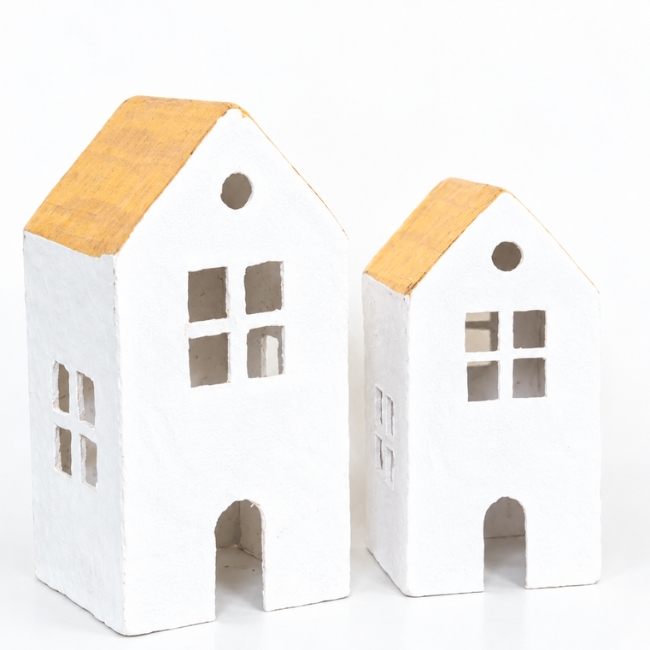 cotton mache kersthuizen xl met gouden dak kersthuis kerstdecoratie