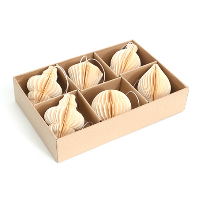 kersthangers ivoor honeycomb 6 stuks