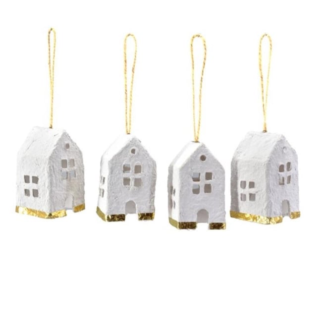 kersthangers kerstbal cotton mache wit goud kersthangers kerstbal cotton mache wit goud