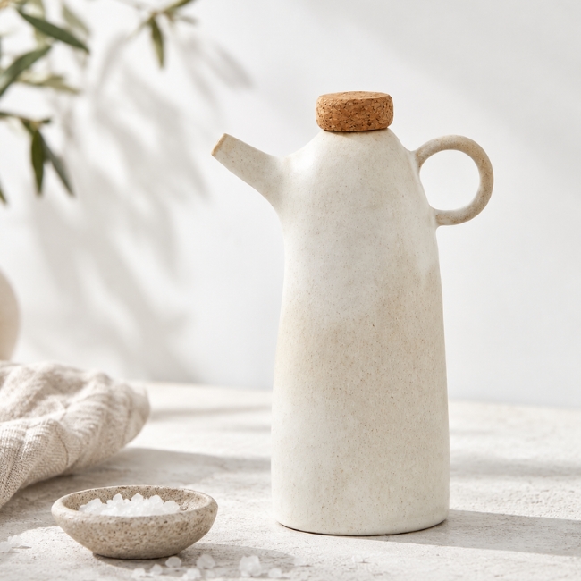the olive oil bottle n°78 wit – keramische olijfoliefles